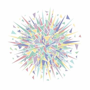Pastel geometric explosion of sharp triangles, abstract graphic design element. vector