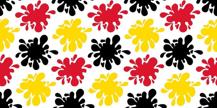 sin costura modelo con negro, rojo y amarillo pintar salpicaduras resumen antecedentes en el colores de el alemán bandera. grunge artístico textura con tinta manchas y gotas. mano dibujado repetir diseño. vector