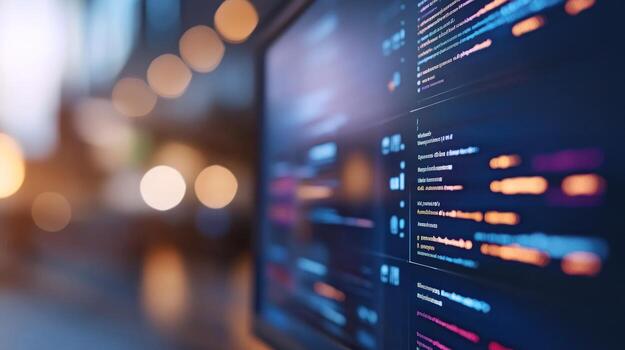 Digital dashboard display with data streams photo