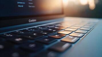 Closeup laptop keyboard photo
