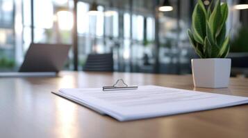 Documents on a modern office table photo