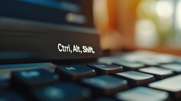 Closeup computer keyboard with shortcut keys highlighted photo