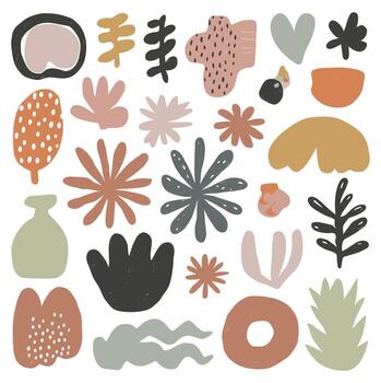Diverse collection of abstract organic shapes and forms vector