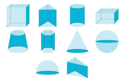 Solid geometry shape set isolated on white background vector