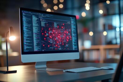 Modern computer screen displaying data visualization photo