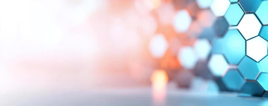 Abstract hexagonal structure with soft light photo