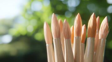 Closeup of paintbrushes photo