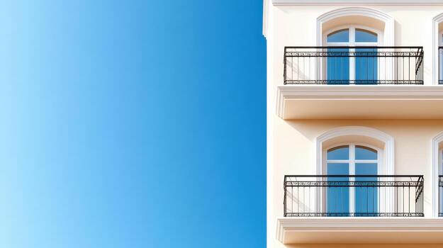 A building with balconies and windows on the side photo