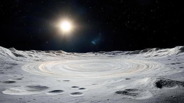 An artist's rendering of a circular hole on the surface of the moon photo