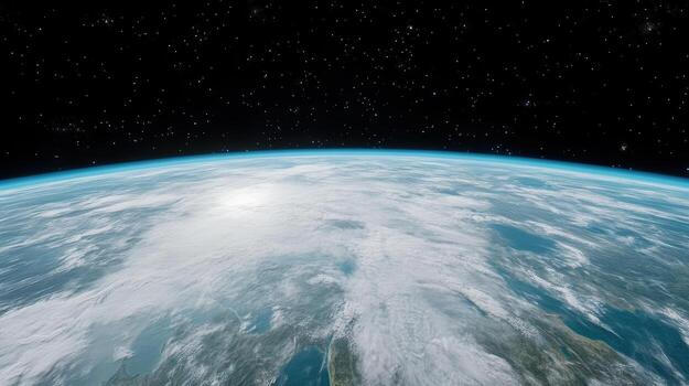 The earth from space with a view of the sun photo