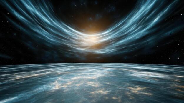 An image of a planet with a bright light shining from above photo