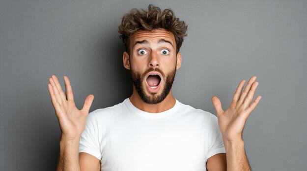 un hombre con su boca abierto y sorprendido expresión foto
