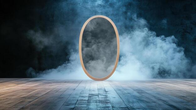 An empty room with a mirror in the middle photo