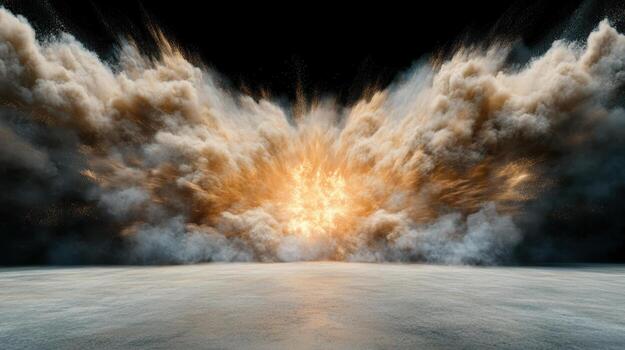 An explosion is coming out of the ground photo