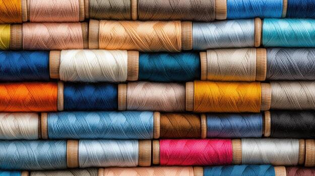 A pile of colorful thread is shown in this image photo