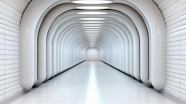 White tunnel with light in the middle photo