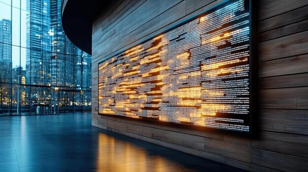 A large screen with a lot of numbers on it photo