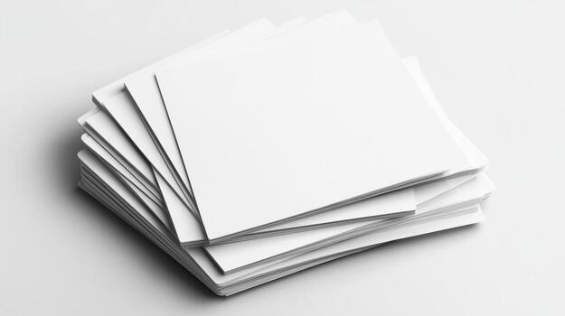 Stack of blank paper on white background photo
