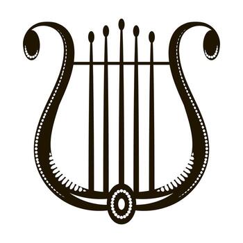Retro Greek lyre with strings. Musical instrument icon isolated on white background. vector
