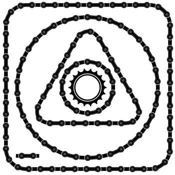 Set of Different Bicycle Chain Frames Isolated on White Background. vector