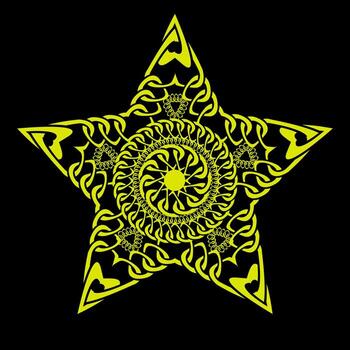 oro marcos y estrella modelo con mano dibujado cadena. Perfecto para fondos de pantalla, web página antecedentes, superficie texturas, textil. aislado en negro antecedentes. vector