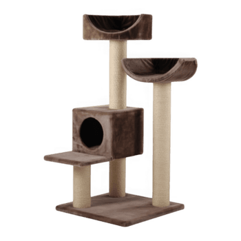 Multi livello gatto albero con graffiare messaggi e posatoi isolato su trasparente sfondo png