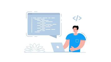 programador trabalhando em computador portátil com código e verde tela video