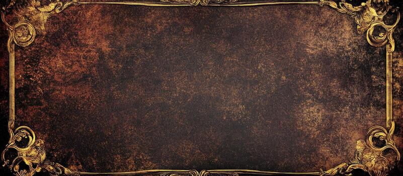 Ornate gold frame on dark textured background photo