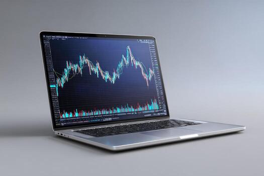 Laptop displaying stock chart photo