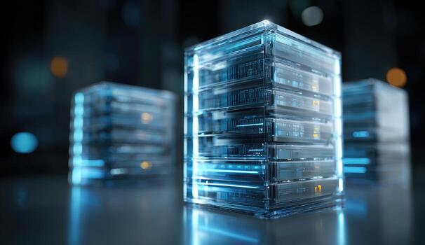 Transparent server racks in a data center photo