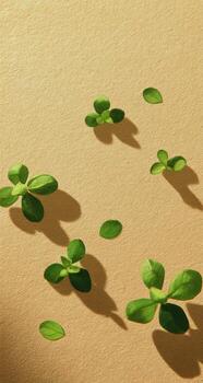 un grupo de verde hojas en un superficie foto