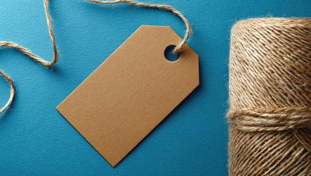A roll of twine and a brown paper tag photo