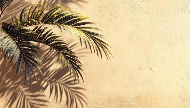 Palm tree shadow on a wall photo