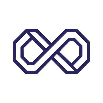 Deep blue dual line infinity symbol geometric endless loop modern design vector