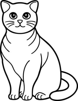 Minimal line art illustration of Scottish Fold cat elegant continuous one line drawing , Scottish Fold cat line art, Minimalist cat outline , Cute kitten line drawing vector