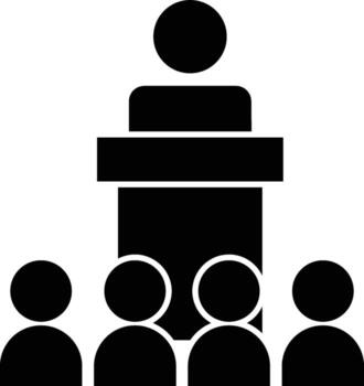 Speaker in front of the crowd icon. Simple glyph, flat of People icons for UI and UX, website or mobile application on white background vector