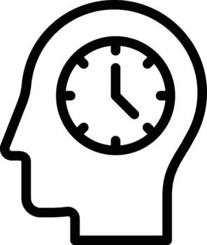 humano, cerebro, hora icono. sencillo Delgado línea, contorno de mente proceso íconos para ui y ux, sitio web o móvil solicitud en blanco antecedentes vector