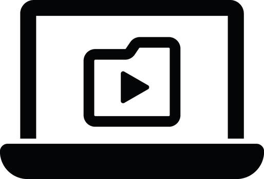 laptop, folder, videos, online training icon. Simple glyph, flat of Online traning icons for UI and UX, website or mobile application on white background vector