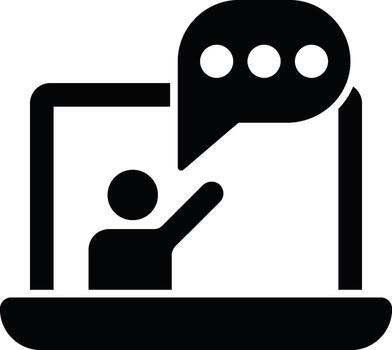 en línea capacitación, conferencia, computadora portátil, presentación icono. sencillo glifo, plano de en línea traning íconos para ui y ux, sitio web o móvil solicitud en blanco antecedentes vector