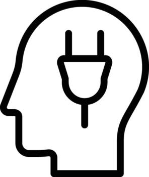 humano, cerebro, enchufar icono. sencillo Delgado línea, contorno de mente proceso íconos para ui y ux, sitio web o móvil solicitud en blanco antecedentes vector