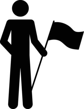 a man with a flag in his hands icon. Simple glyph, flat of People icons for UI and UX, website or mobile application on white background vector