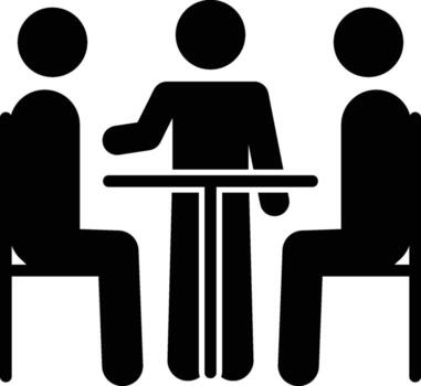 Three people at the table icon. Simple glyph, flat of People icons for UI and UX, website or mobile application on white background vector