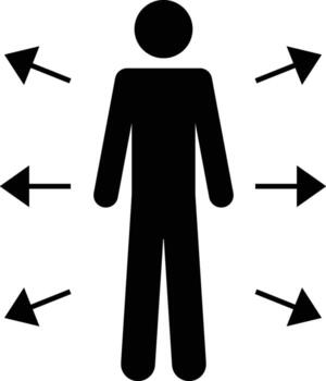 directions, person, arrows icon. Simple glyph, flat of People icons for UI and UX, website or mobile application on white background vector