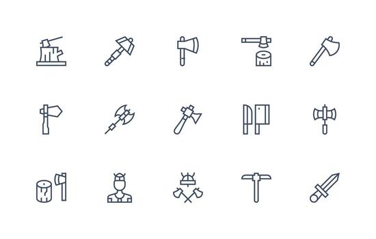 A set of icons that include axes, axes, and other tools vector
