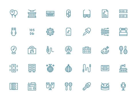 A set of icons that include a microphone, a microphone, a microphone stand, a microphone, vector