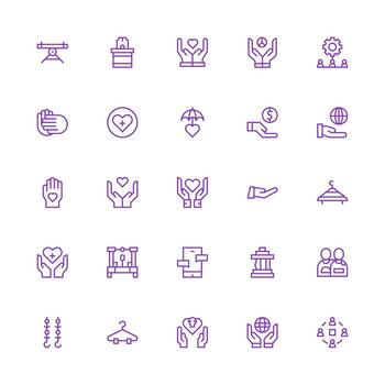 Support System Icon Set with 25 Medium Stroke Outline Graphics vector