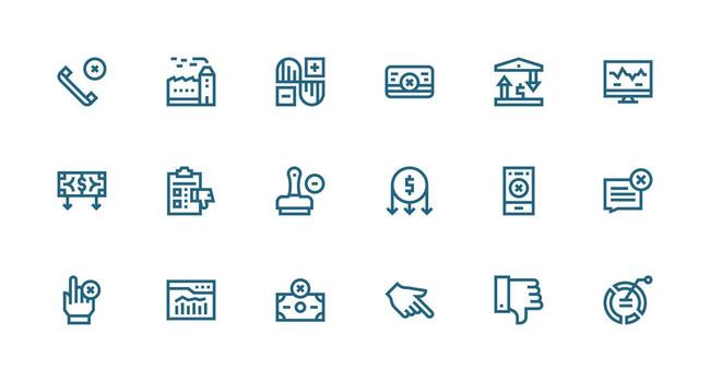 18 Icons for Decline in Strong Stroke Line Format vector