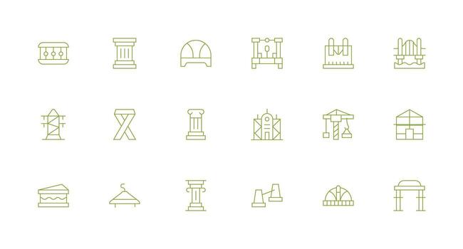 18 apoyo estructura íconos en mínimo línea estético vector