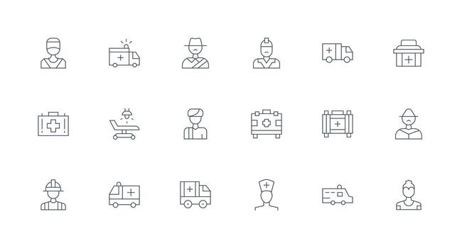 Minimal Line Icons from Paramedic Set with 18 Vectors