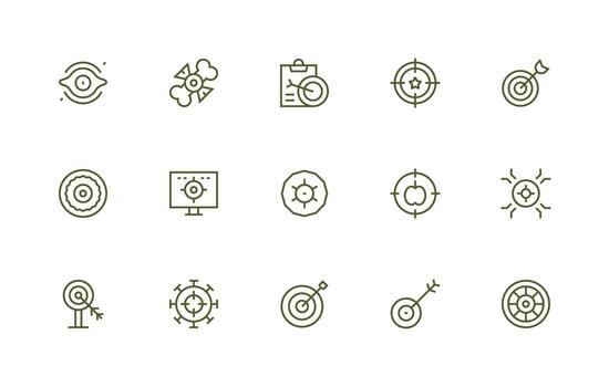 15 Regular Line Designs for Objective Icons vector